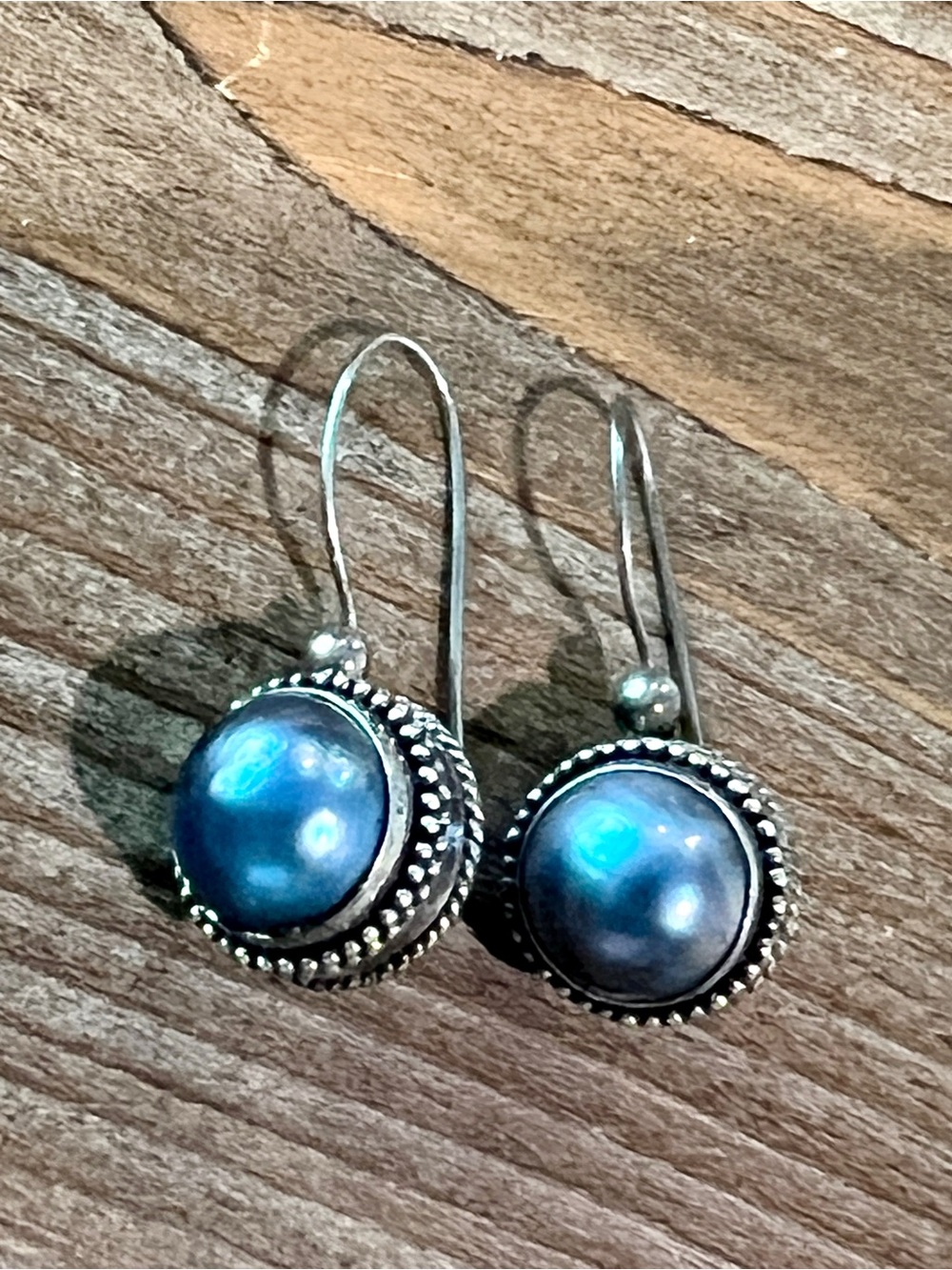 Merav Indonesia 925 Sterling Silver & Rainbow Moonstone Artisan Dangle Earrings